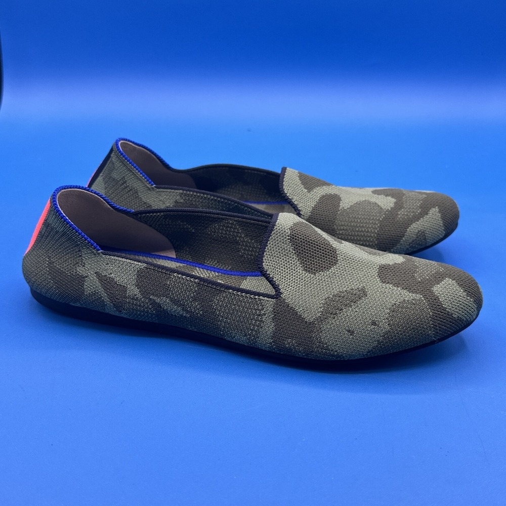 ROTHY'S The Loafer Camo Light Green Knit Round Toe  Flats Women's - Size US 10